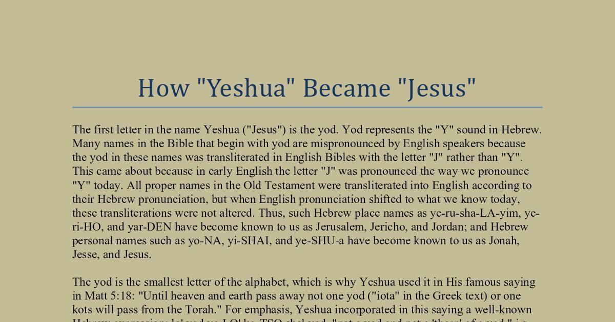 How Yeshua Became Jesus  DocHub