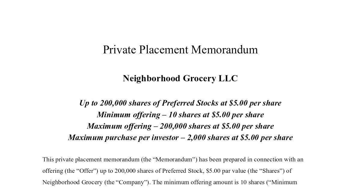 Private Placement Memorandum (1).pdf | DocHub